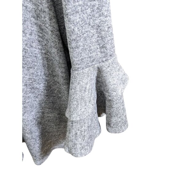 Womens Plus Size Sweater 3X Heathered Gray Double Bell Sleeves V Neck Plush Soft - Picture 5 of 8